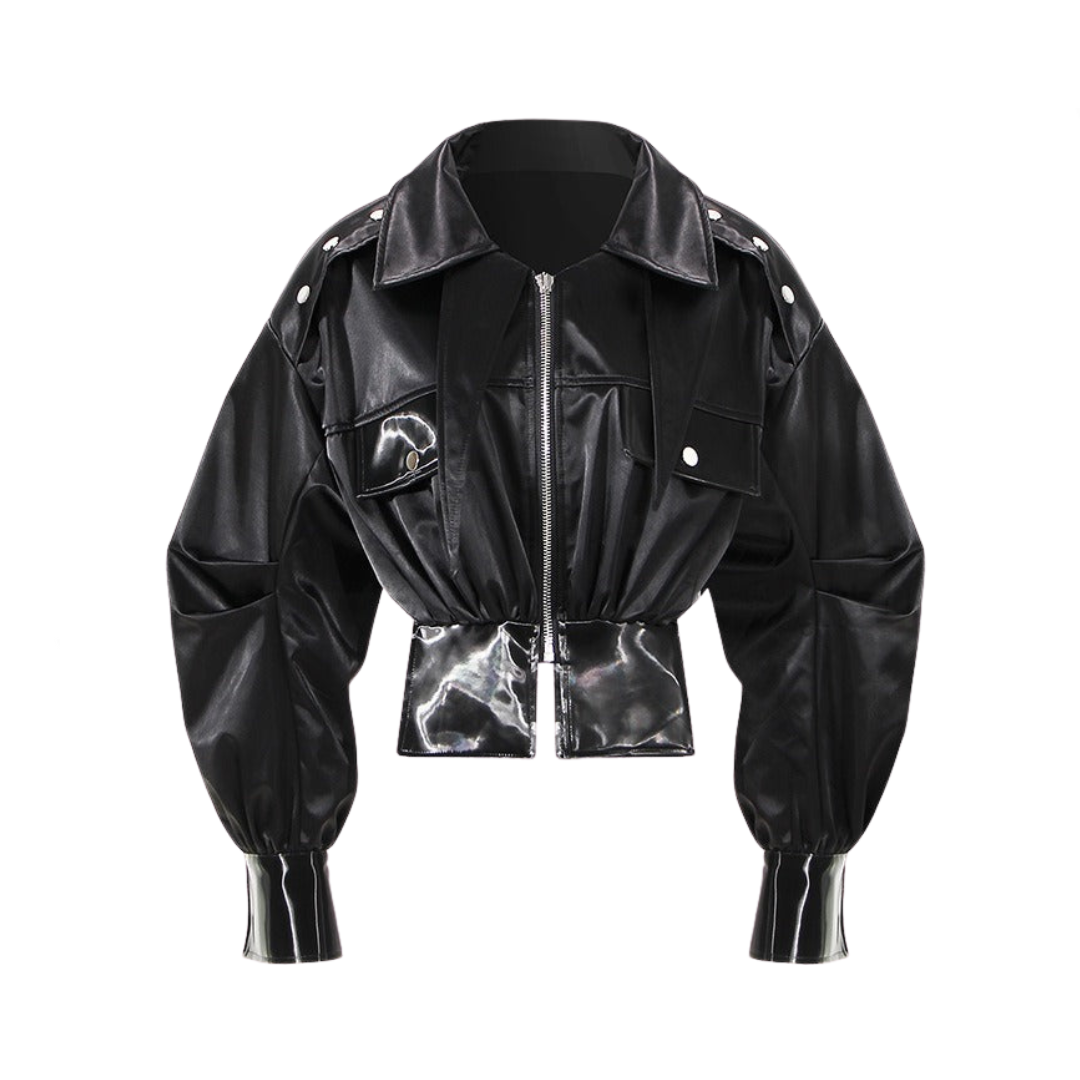 Pre Order:  High Waist Cinched Motorcycle Jacket