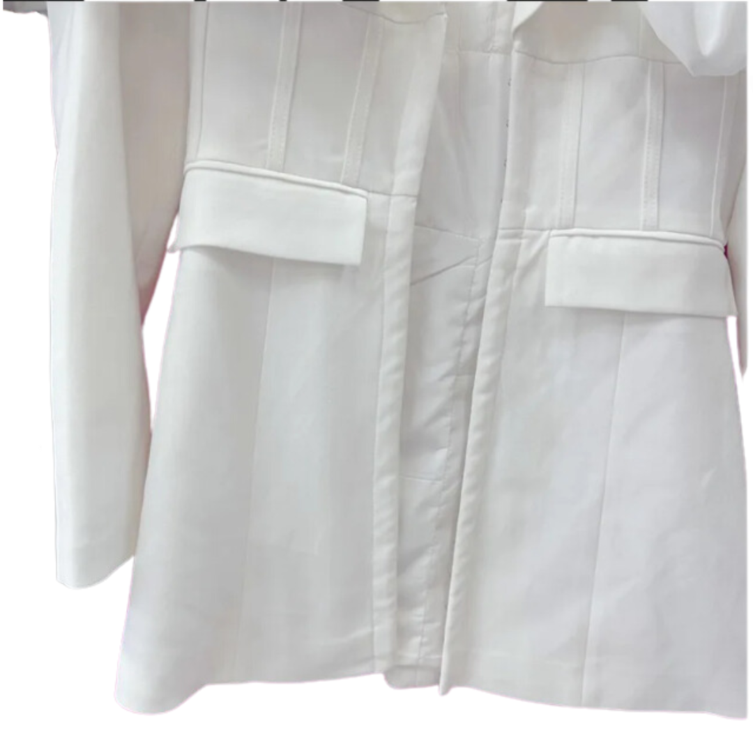 Pre Order:  Ruffles Long Sleeve White Blazer