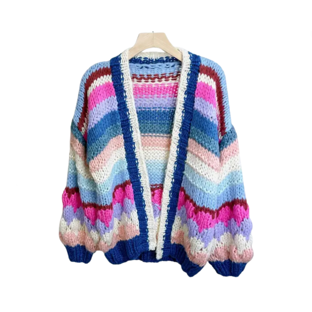 Multicolor Striped Vintage Crochet Cardigan