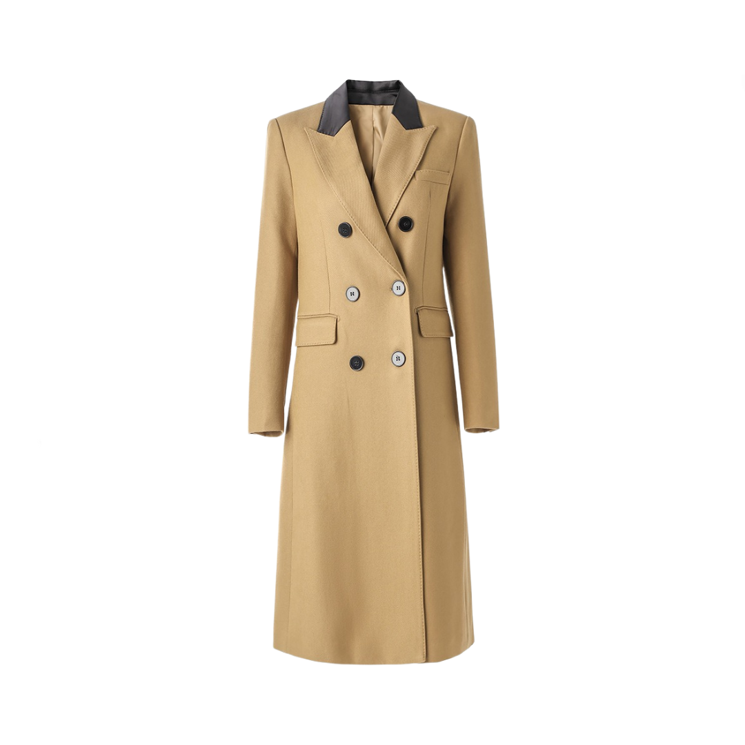 Pre Order:  Classic Double Breasted Wool Twill Long Coat