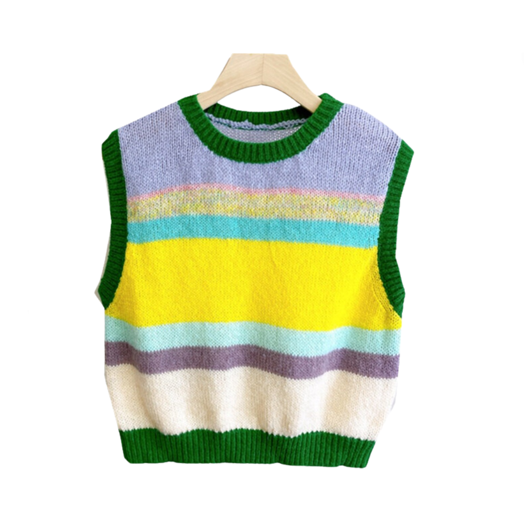 Pre Order:  Striped Sleeveless Loose Knitted Vest