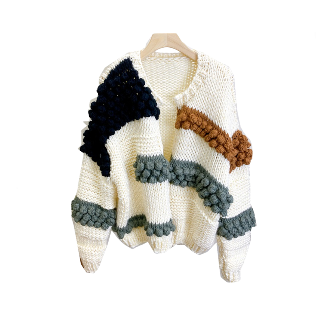 Pre Order:  3D Ball Loose Rod Needle Knitted Cardigan