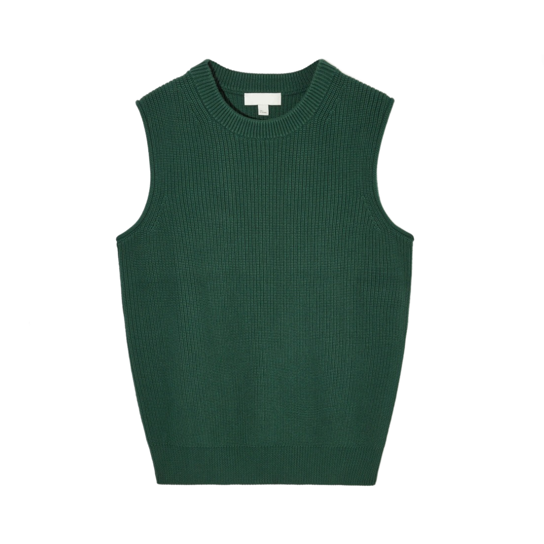 Pre Order:  Round Neck Solid Knitted Ribbed Vest