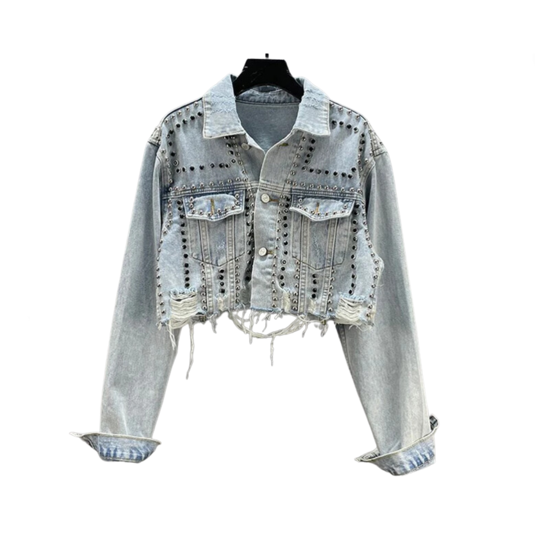 Pre Order:  Rivet Inlaid Diamond Denim Jacket