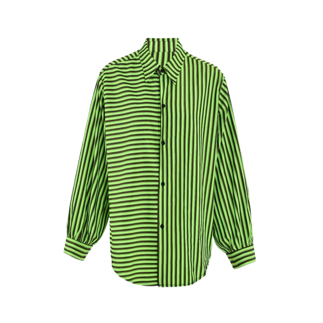 Pre Order:  Asymmetric Stripes Loose Casual Long Sleeved Shirt