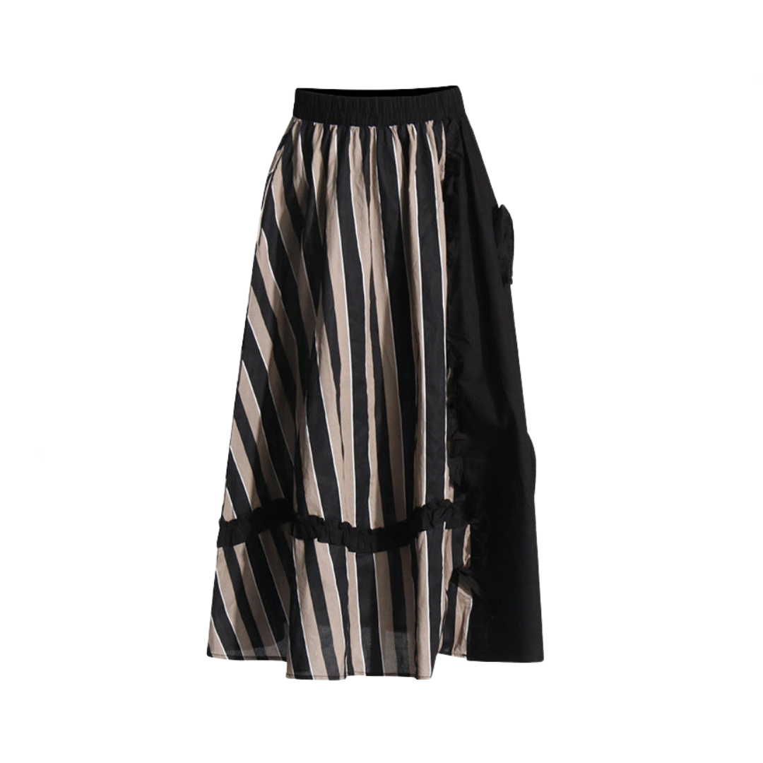 3D Flower Striped Fungus Edge Skirt