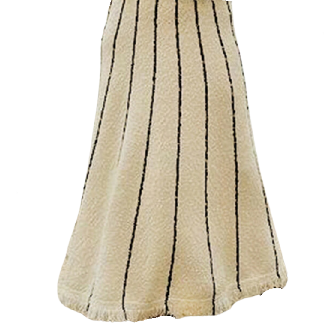 Pre Order:  Retro Striped Fringe Knitted Maxi Skirt