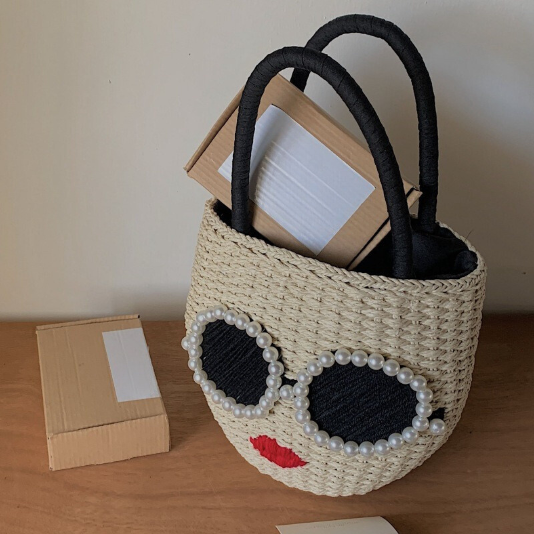 Pre Order: Cute Cartoon Woven Bucket Handbag