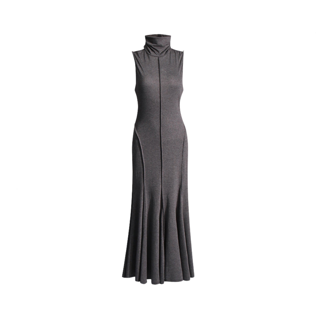 Solid Sleeveless Pleated Maxi Dress