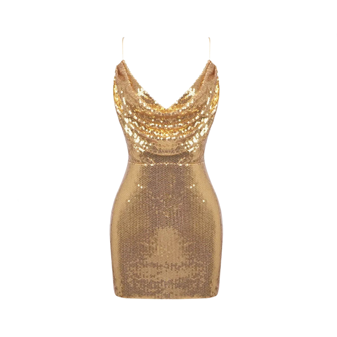 Sexy Strap Backless Metal Sequin Mini Dress