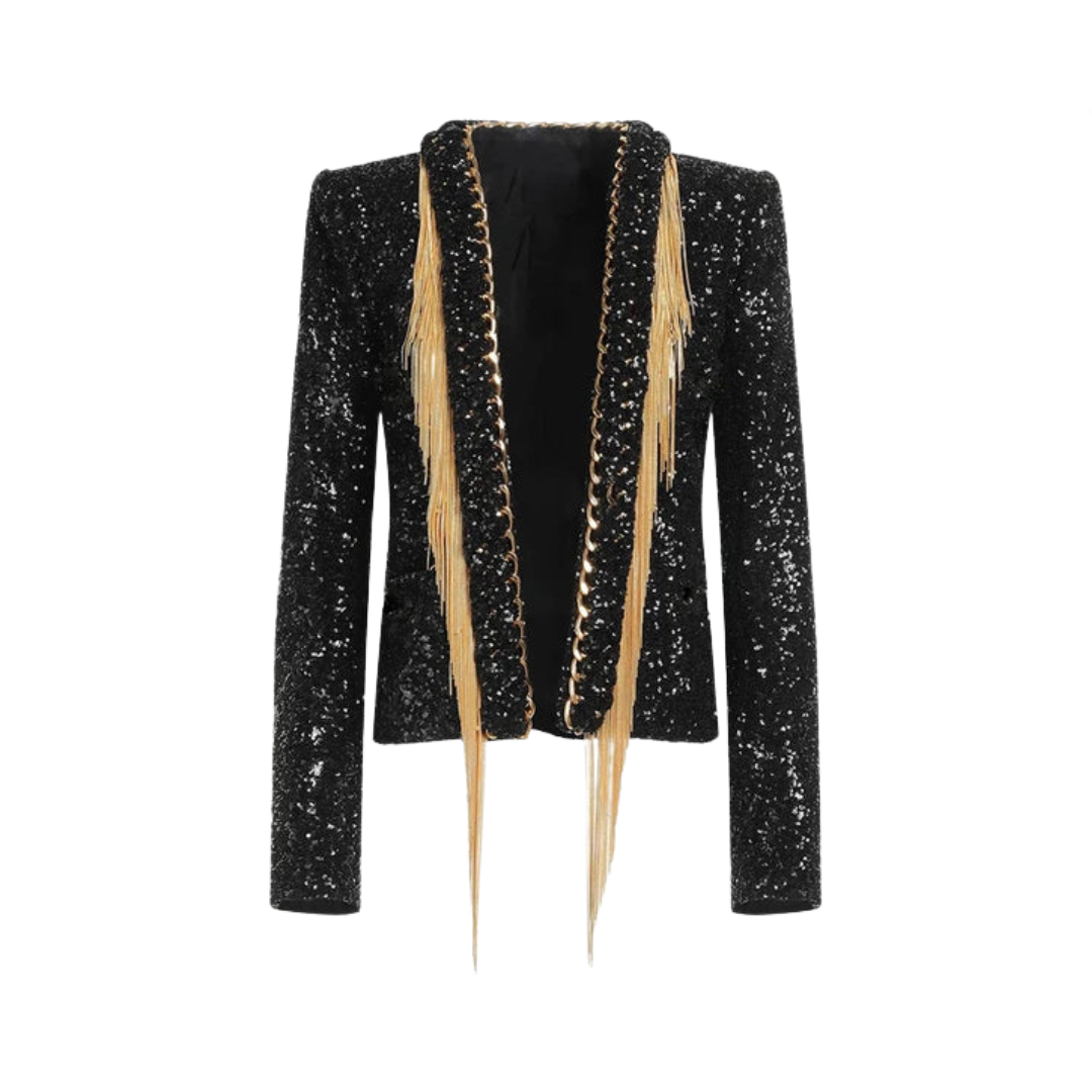 Tassel Chain Sequined Blazer