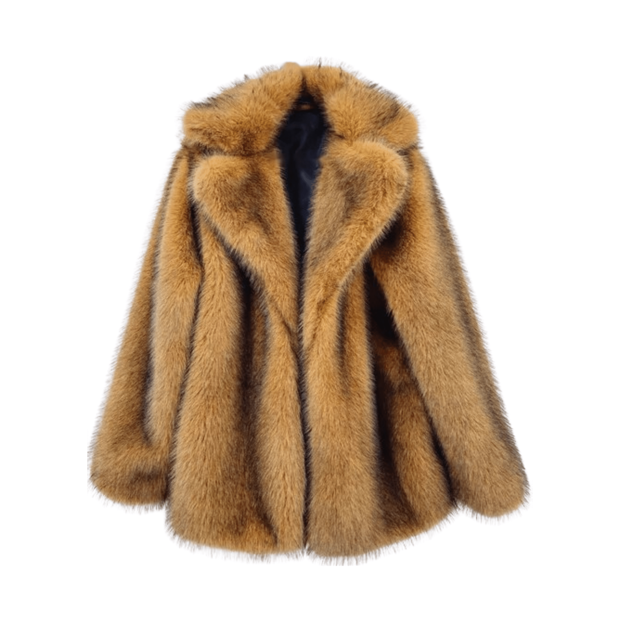 Large Lapel Buttonless Faux Fur Coat - Kelly Obi New York