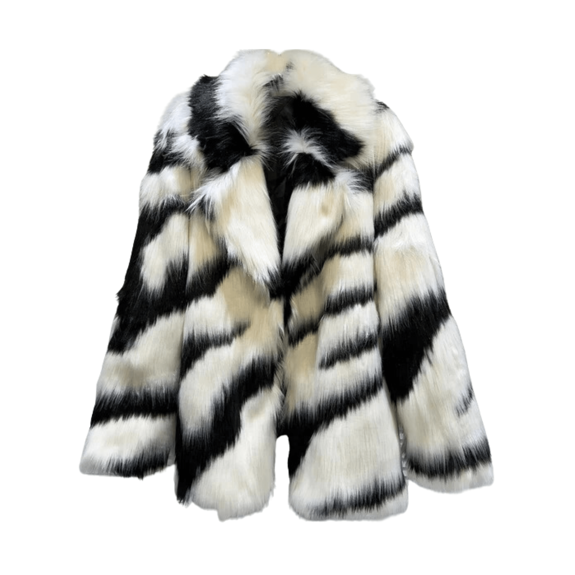 Plush Zebra Stripes Faux Fur Jacket - Kelly Obi New York