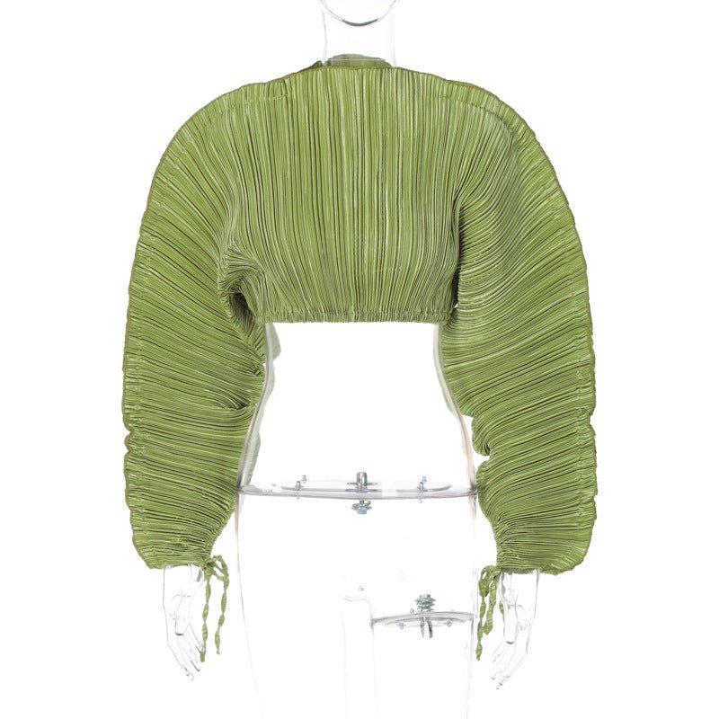 Ruched Pleated Cropped Top - Kelly Obi New York