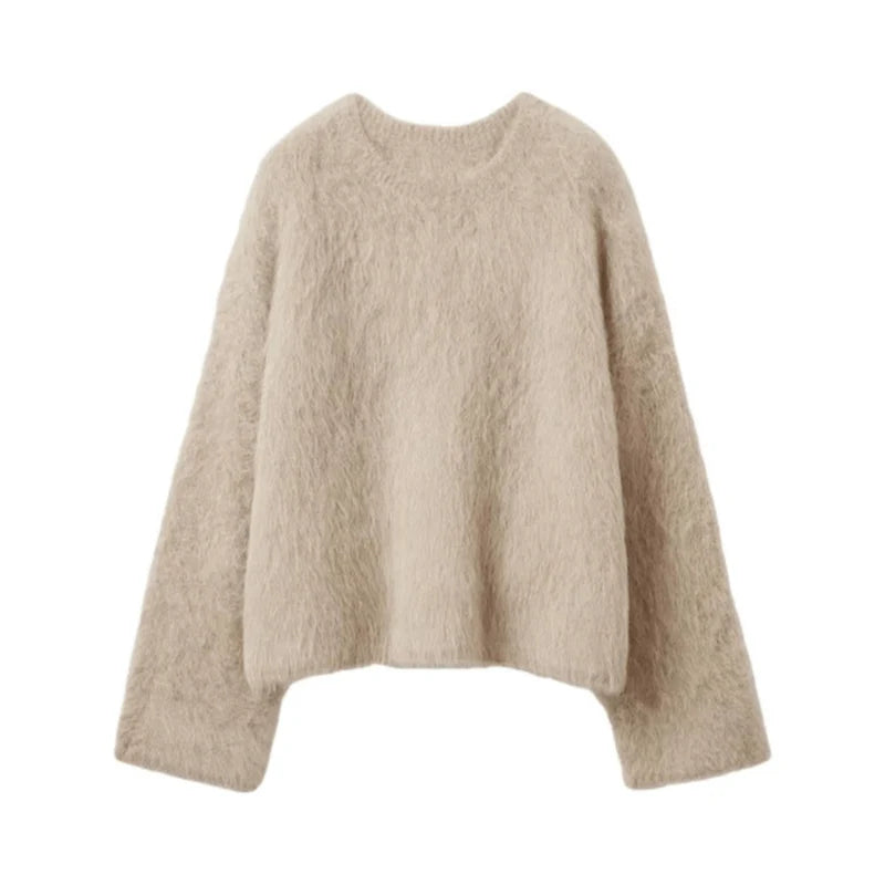 Pre Order:  Casual Solid Mohair Knitted Sweater