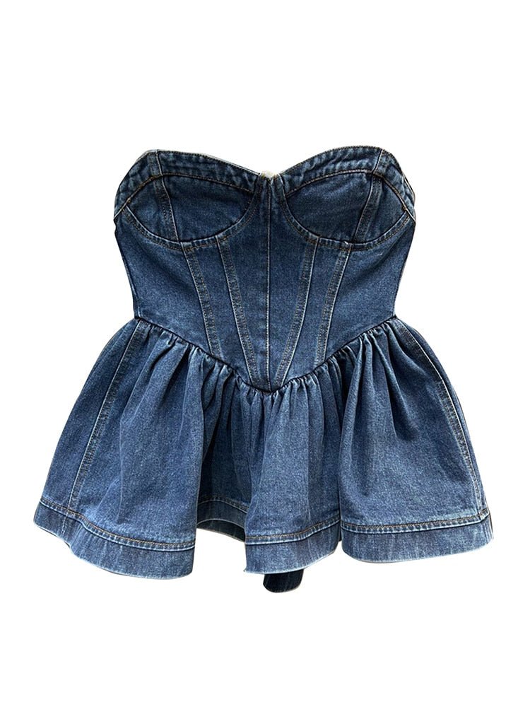 Strapless Denim Top - Kelly Obi New York