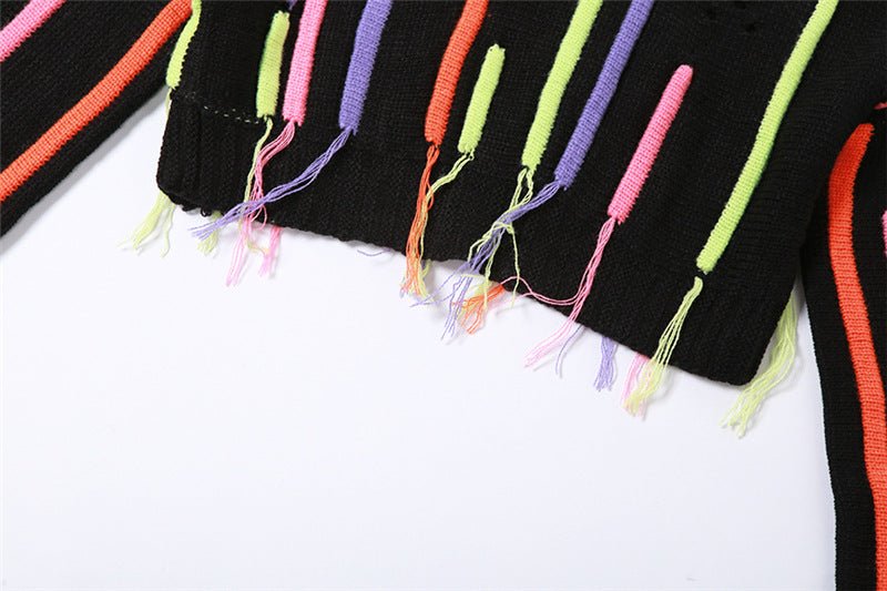 Tassel Crop Knit Sweater - Kelly Obi New York