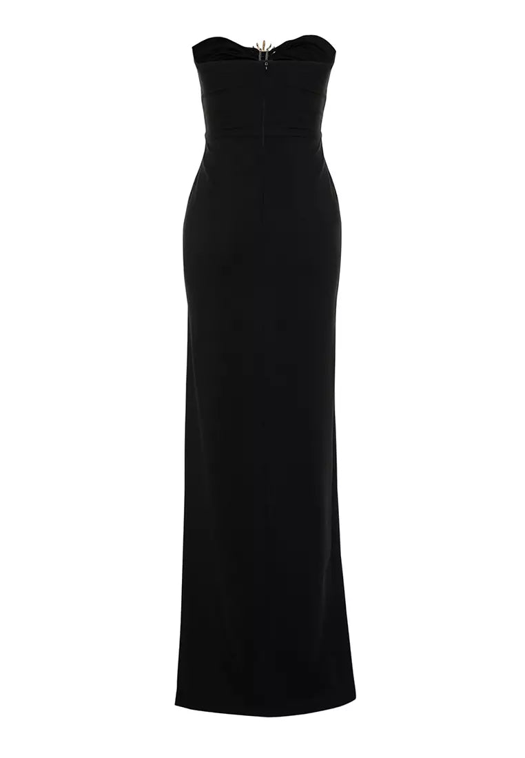 Pre Order:  Black Rhinestone Backless Bandage Long Dress