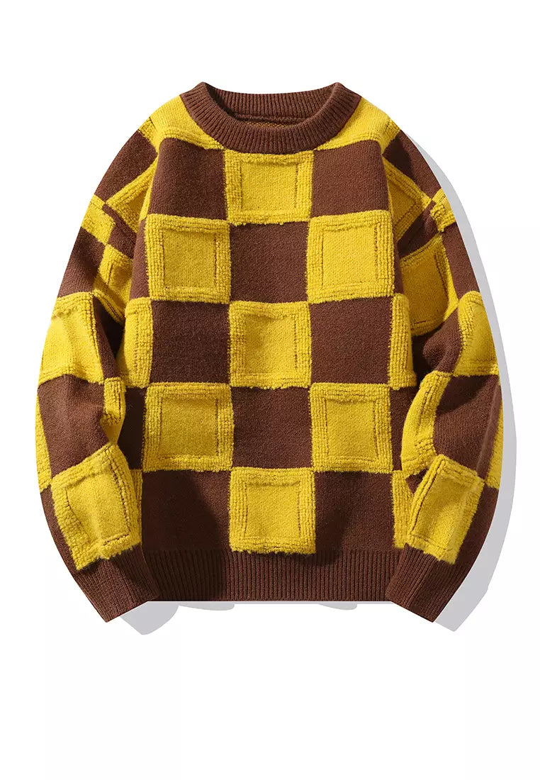 Pre Order:  Loose Plaid Thickened Knit Sweater