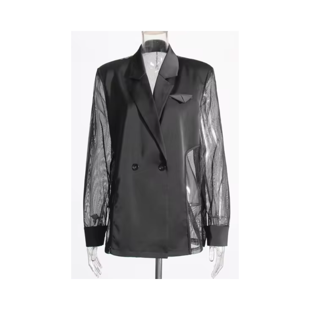 Pre Order:  Solid Thin Spliced Mesh Suit Jacket