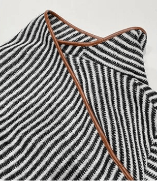 Vegan Leather Edging Stripes Shawl Jacket - Kelly Obi New York