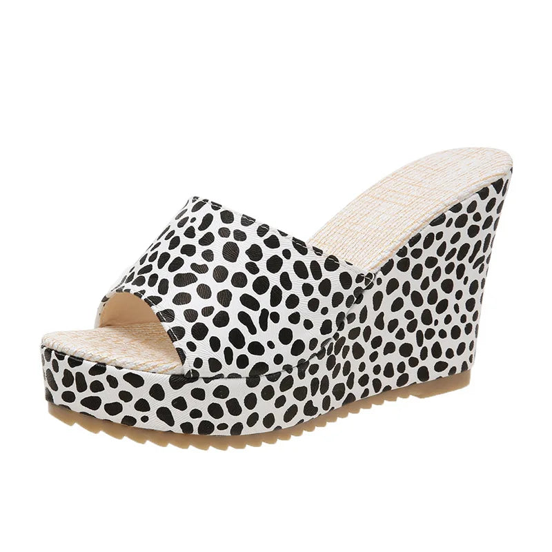 Pre Order:  Sexy Leopard Print High Heels Wedges Sandals