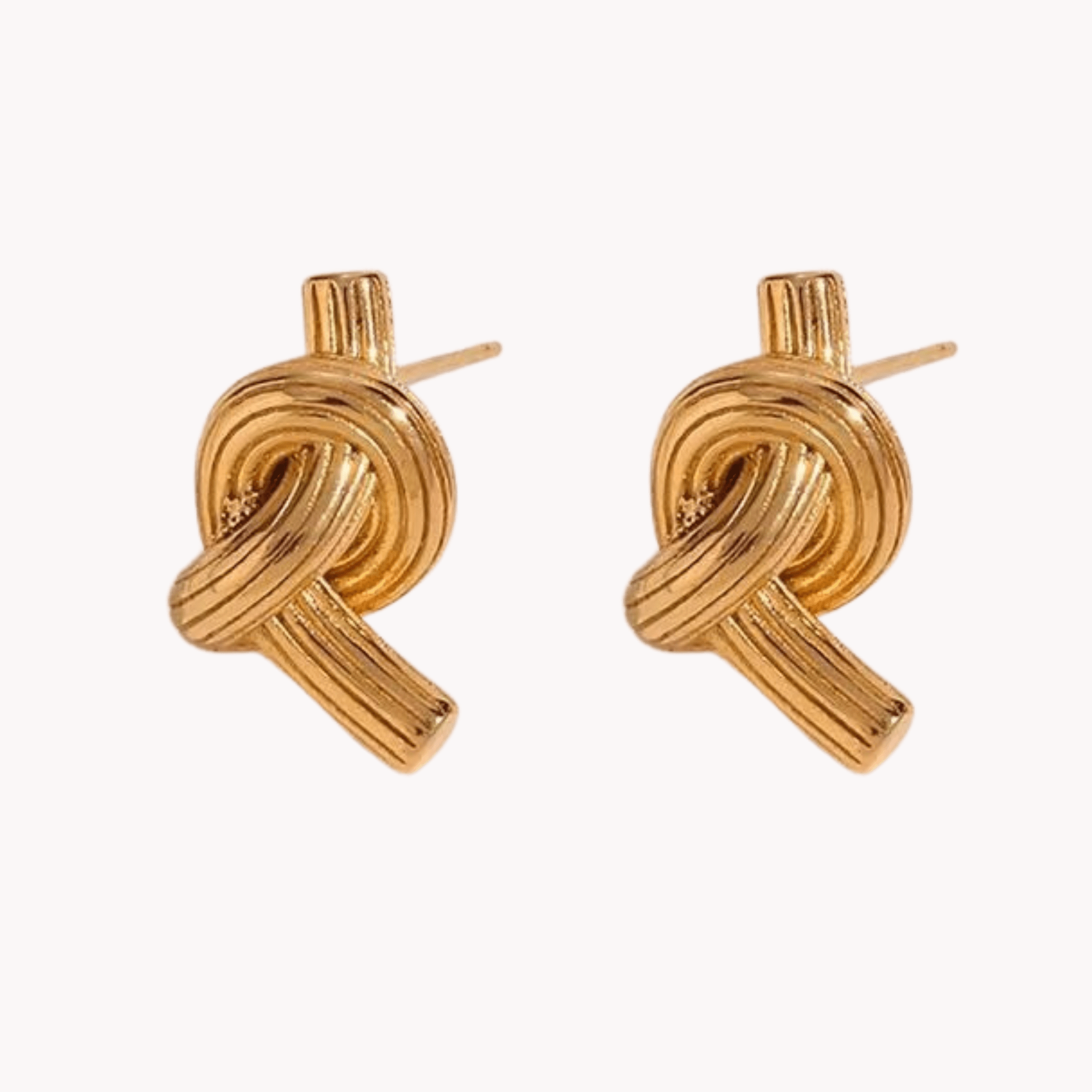 18K Gold Electroplated Textured Knot Earrings - Kelly Obi New York