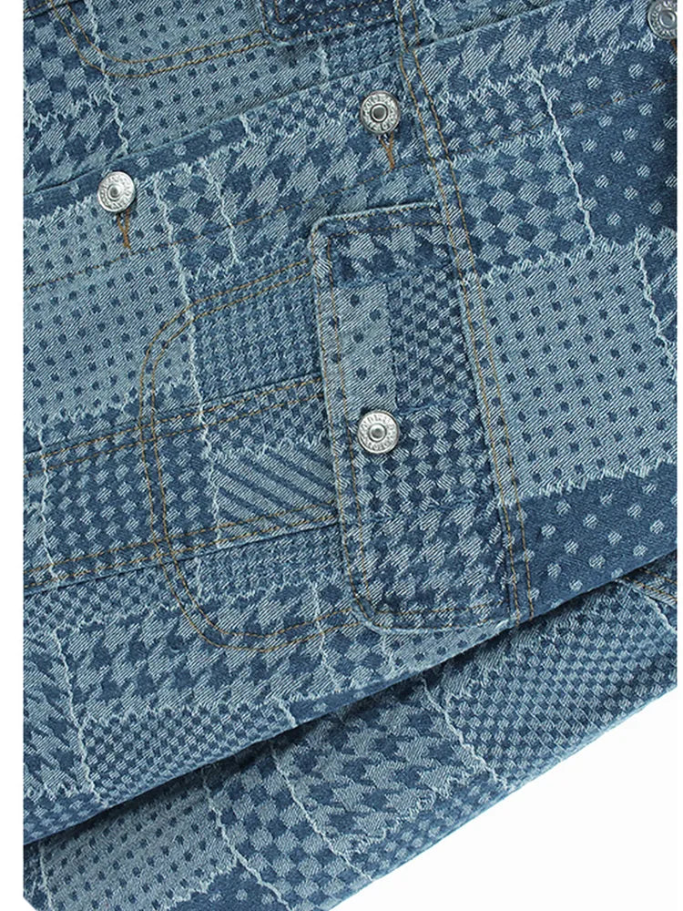 Pre Order:  Bohemian Plaid Longsleeve Denim Button Up Jacket