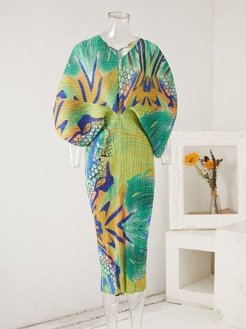 Abstract Color Burst Pleated Dress - @_oohlalaland - Kelly Obi New York