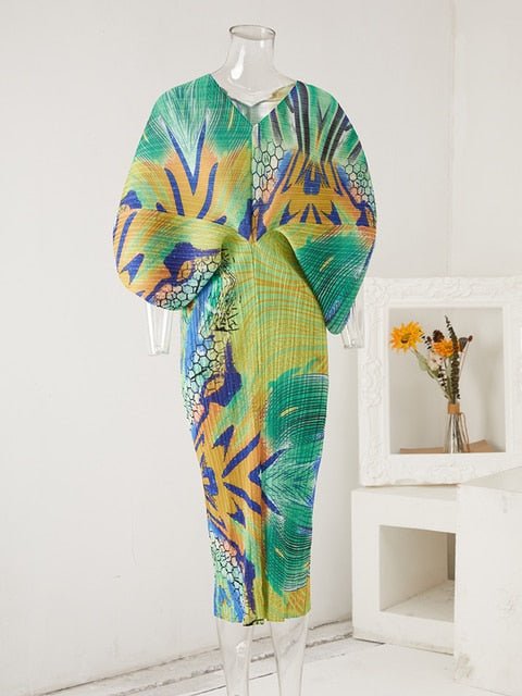 Abstract Color Burst Pleated Dress - Final Sale - Kelly Obi New York