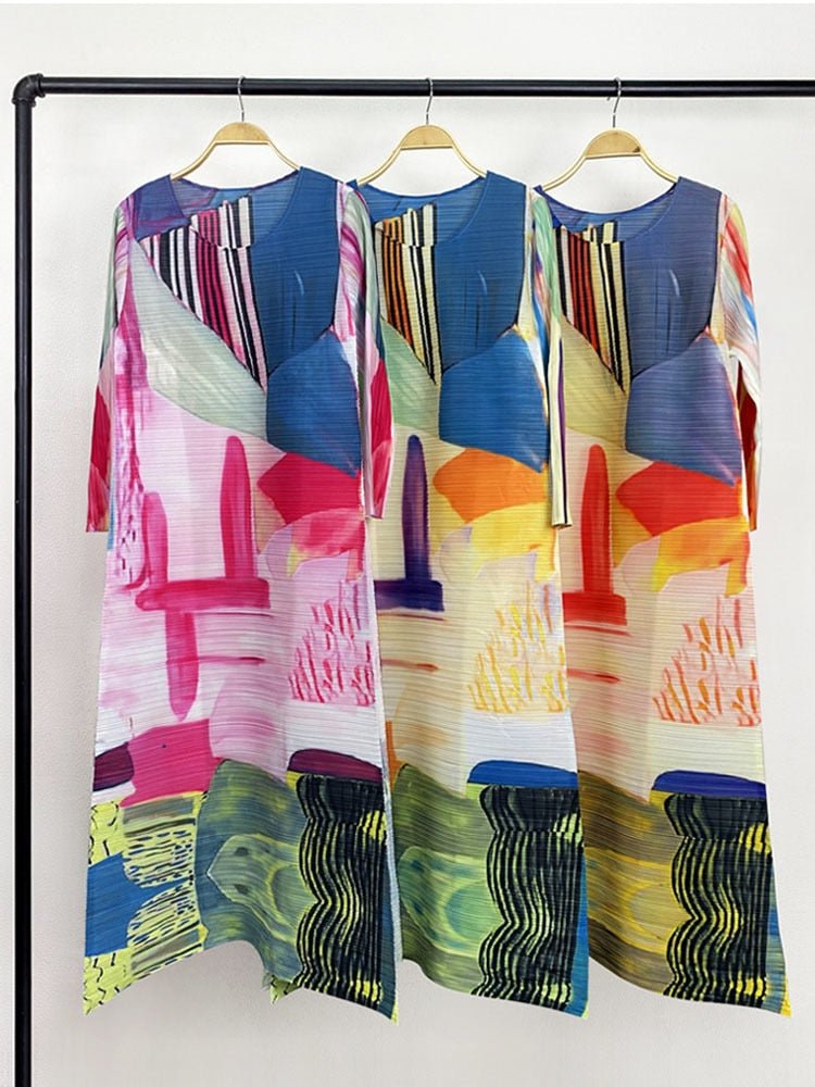 Abstract Pleated Dress - Kelly Obi New York