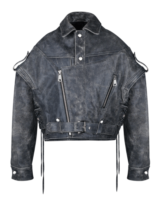 Aged Leather Effect Patchwork Jacket - Kelly Obi New York