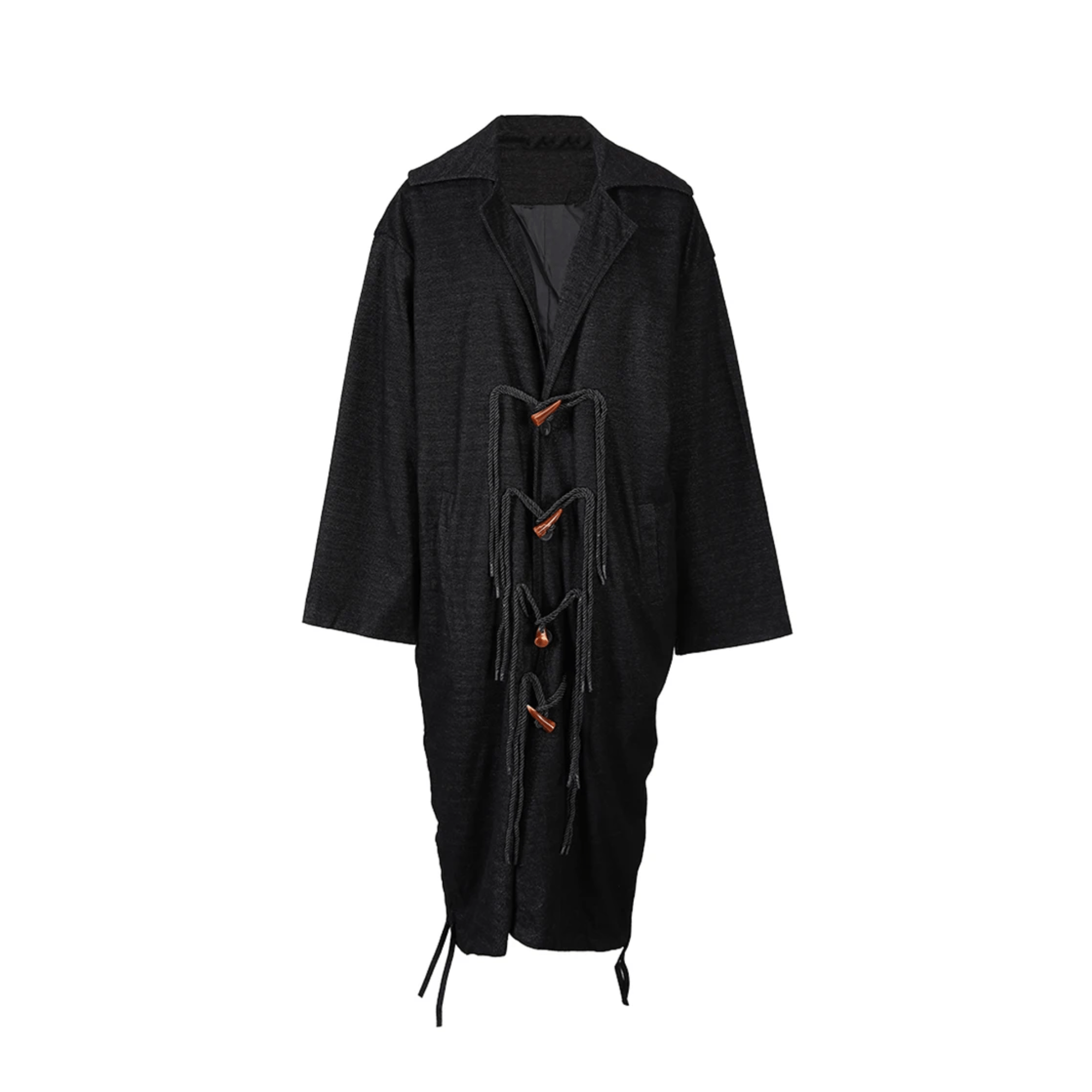 Antler Button Drawstring Fringed Coat - Kelly Obi New York