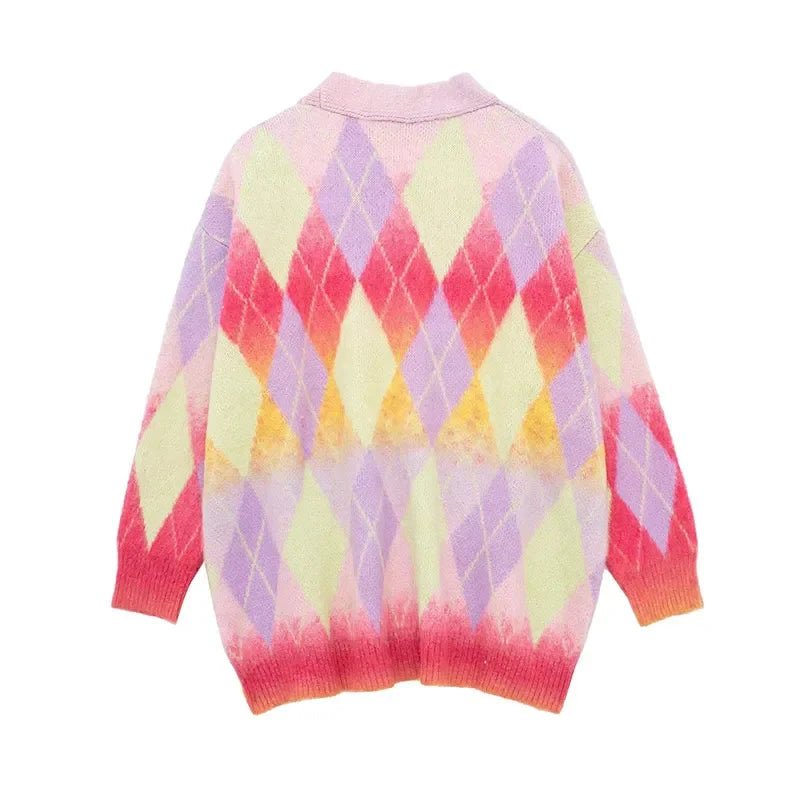 Argyle Loose Knit Cardigan - Kelly Obi New York