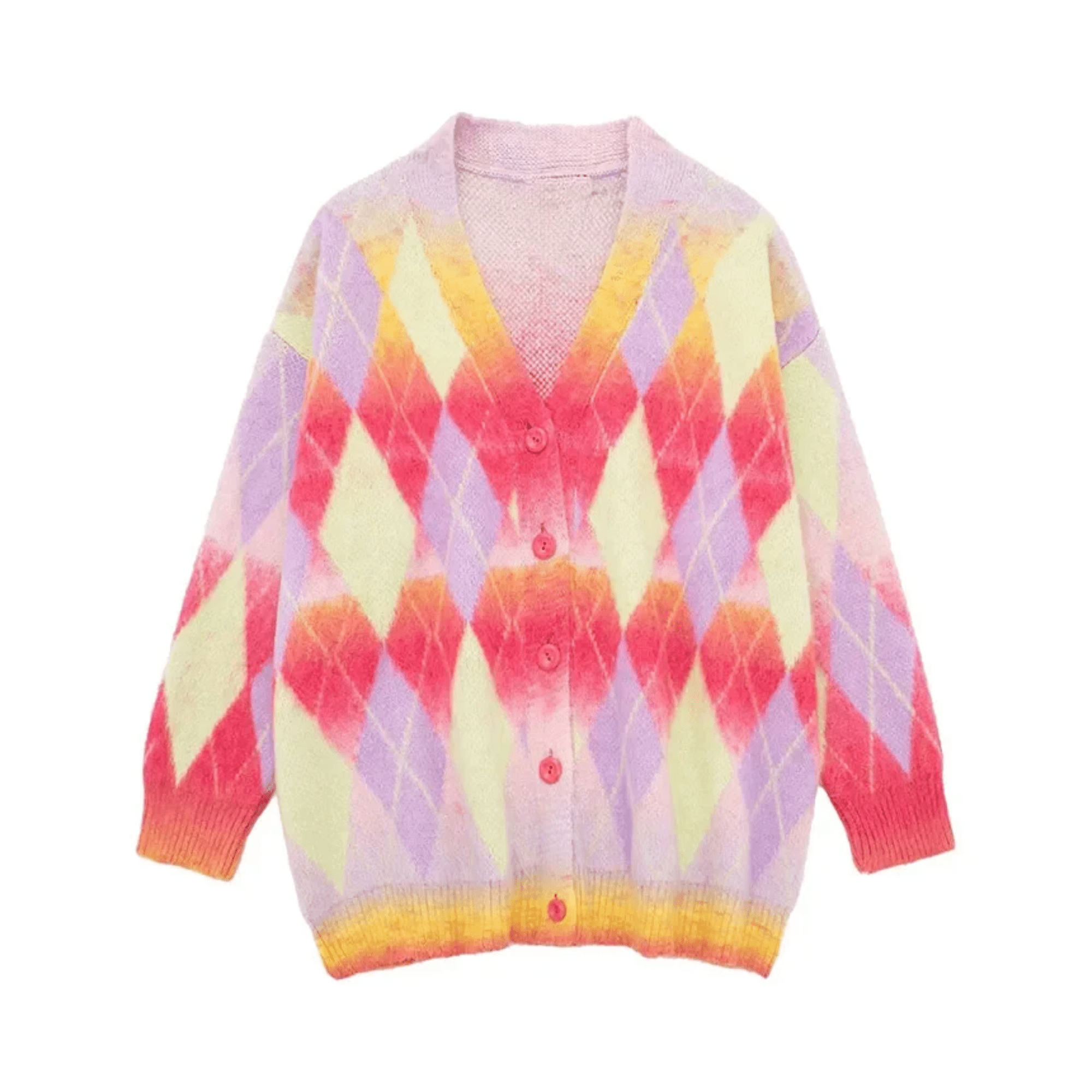 Argyle Loose Knit Cardigan - Kelly Obi New York