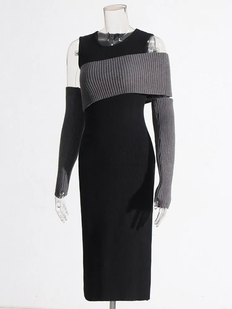 Arm Sleeves Bodycon Knitted Dress - Kelly Obi New York