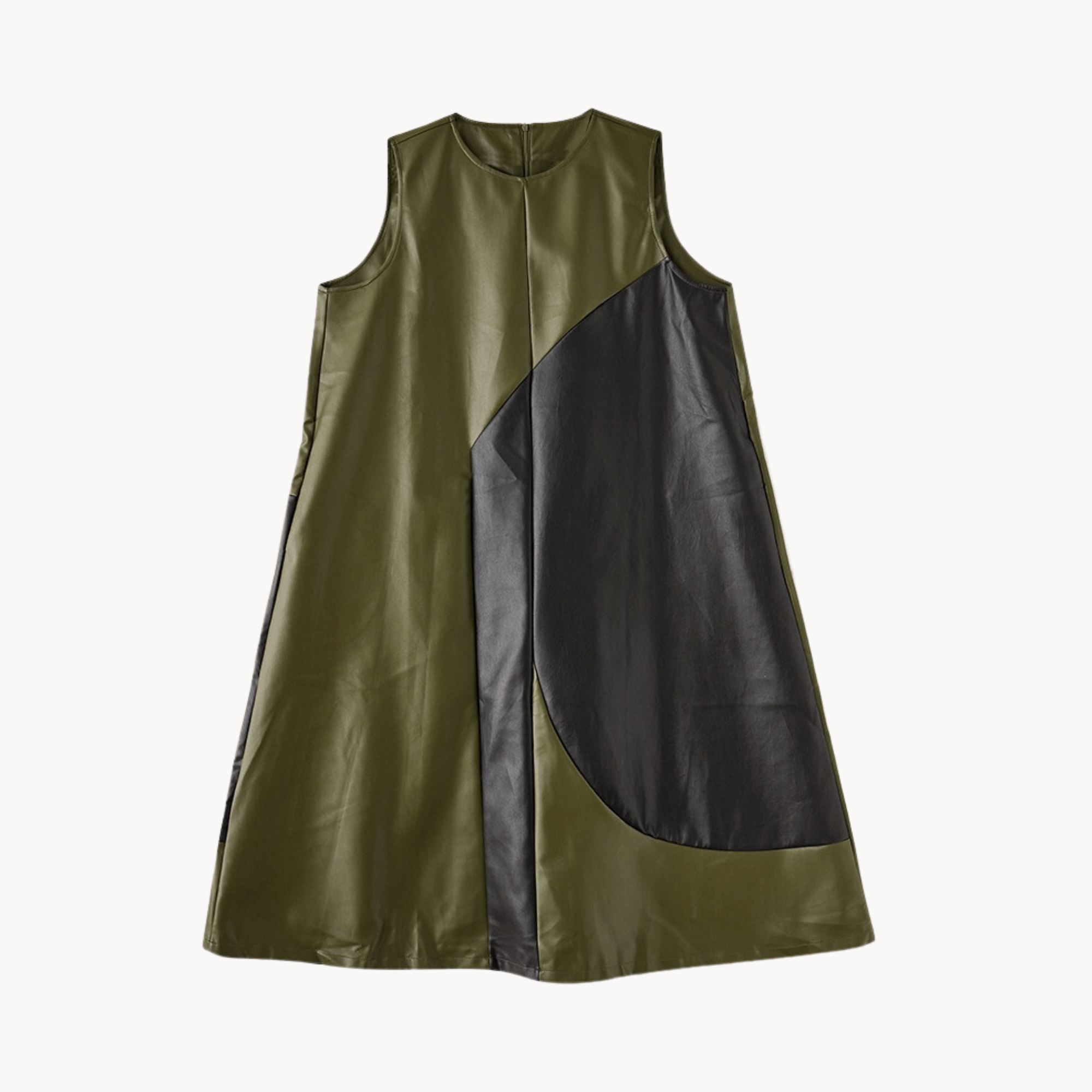 Army Green Spliced Sleeveless Dress - Kelly Obi New York
