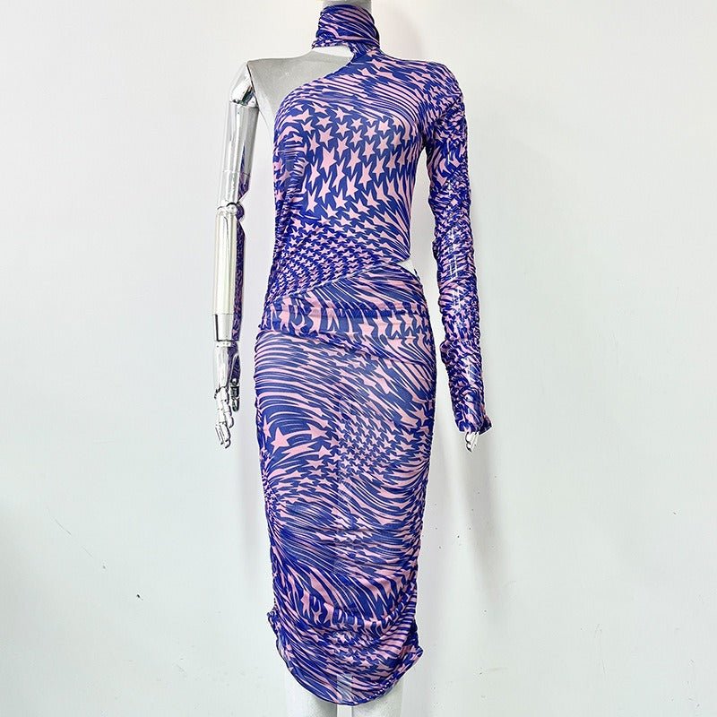 Asymmetric Star Neck Scarf Dress - Kelly Obi New York