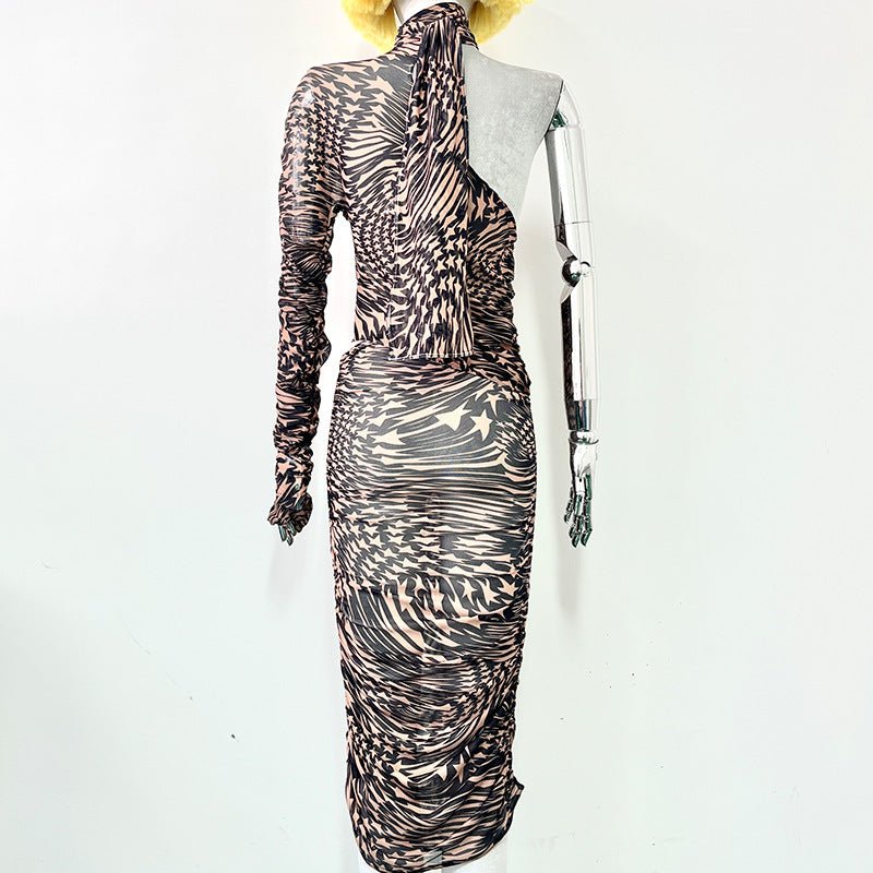 Asymmetric Star Neck Scarf Dress - Kelly Obi New York