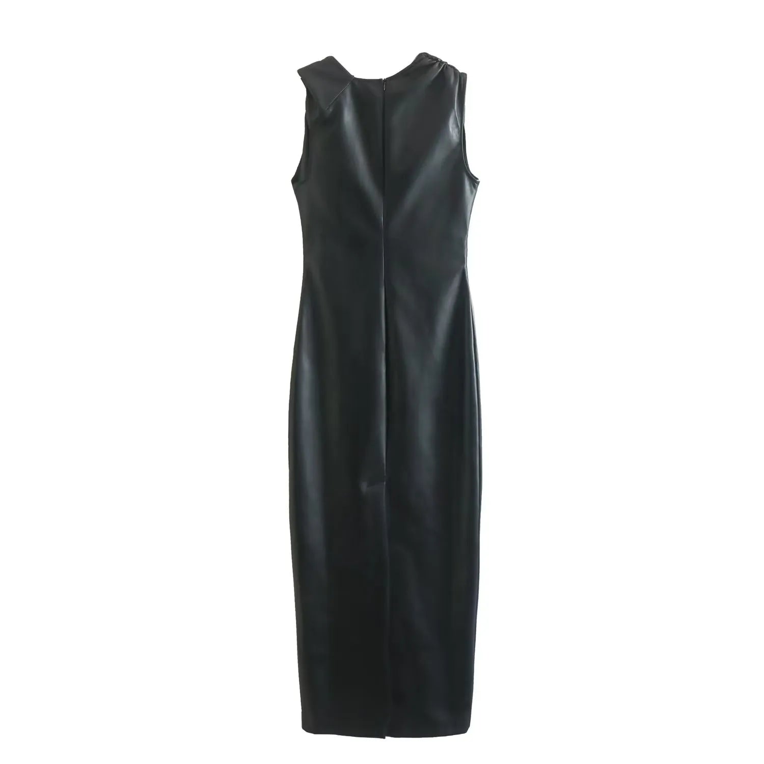 Asymmetrical Collar Sleeveless Midi Dress - Kelly Obi New York