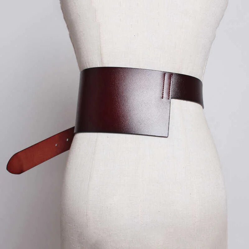 Asymmetrical Wide Leather Belt - Kelly Obi New York