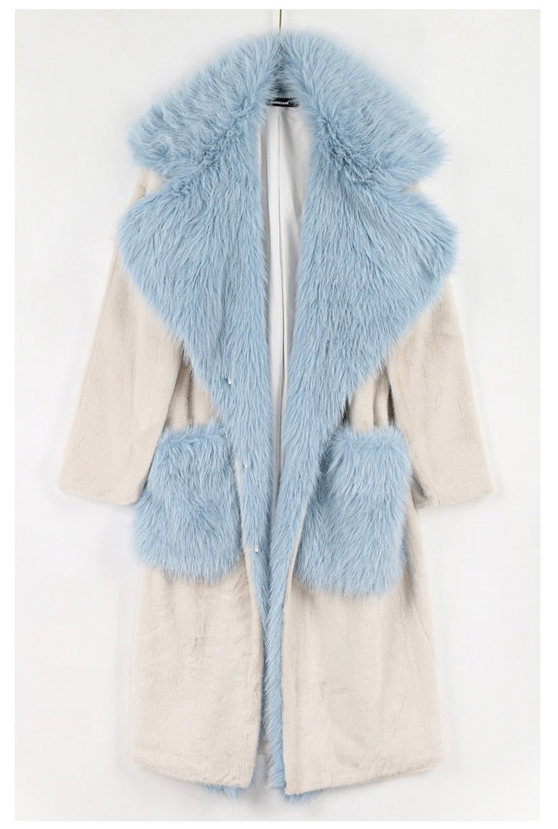 Baby Blue Collar Faux Fur Jacket - Kelly Obi New York