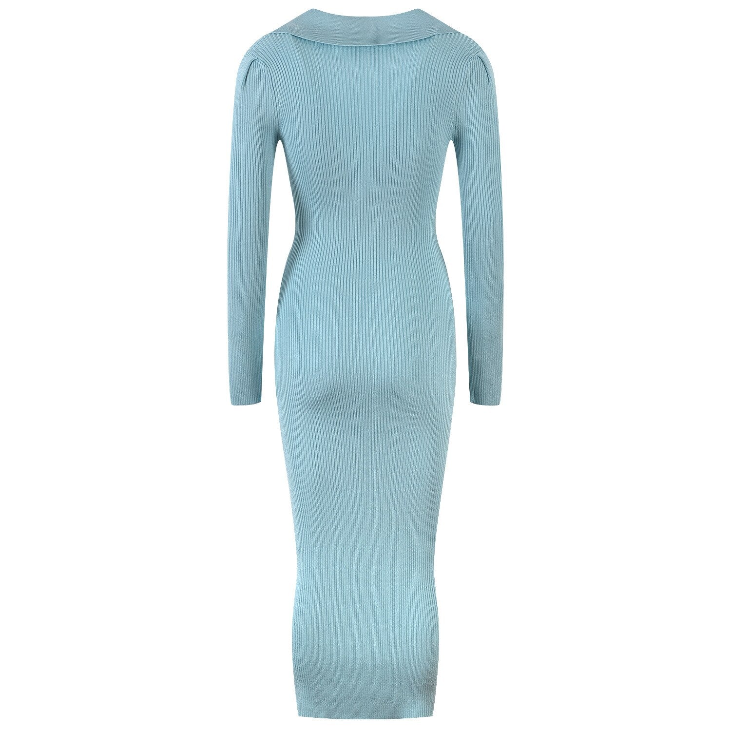 Baby blue Collar Knit Dress - Kelly Obi New York