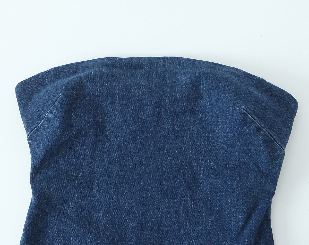 Backless Strapless Denim Dress - Kelly Obi New York