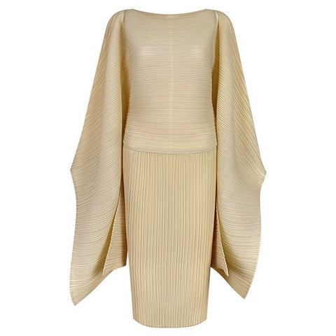 Batwing Sleeve Pleated Dress - Final Sale - Kelly Obi New York