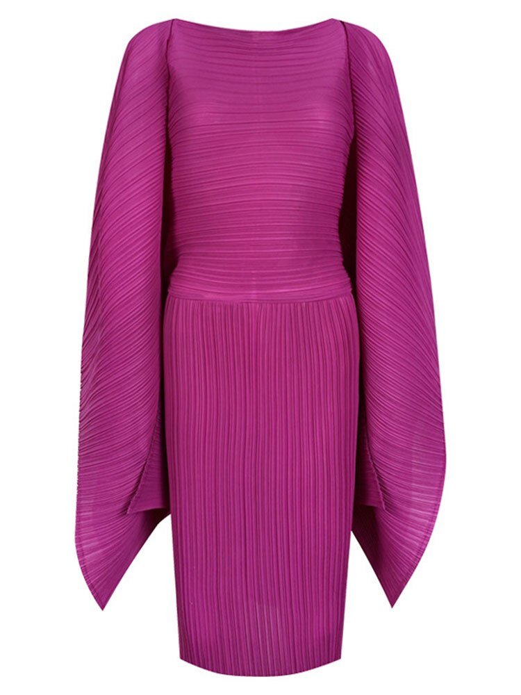Batwing Sleeve Pleated Dress - Final Sale - Kelly Obi New York