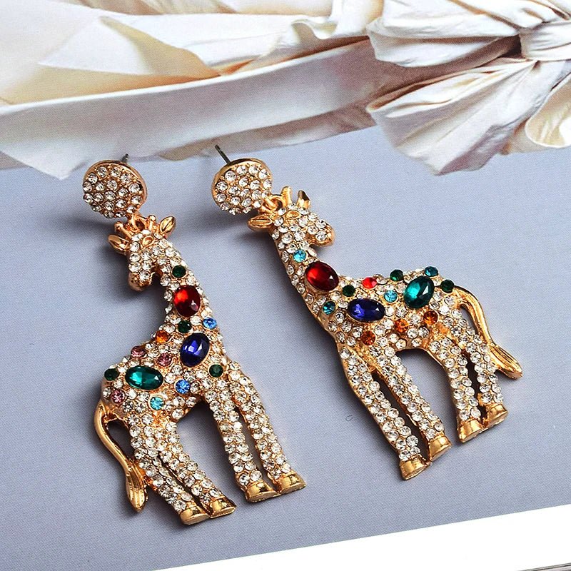 Bejeweled Giraffe Drop Earrings - Kelly Obi New York