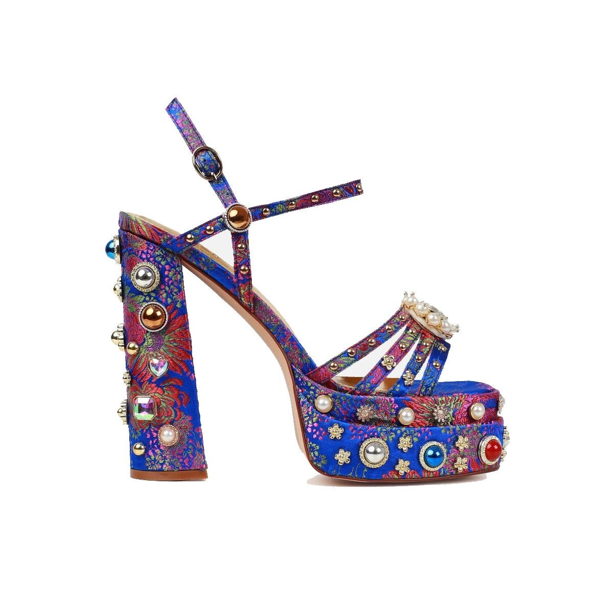 Bejeweled Open-Toe Strap Sandals - Kelly Obi New York