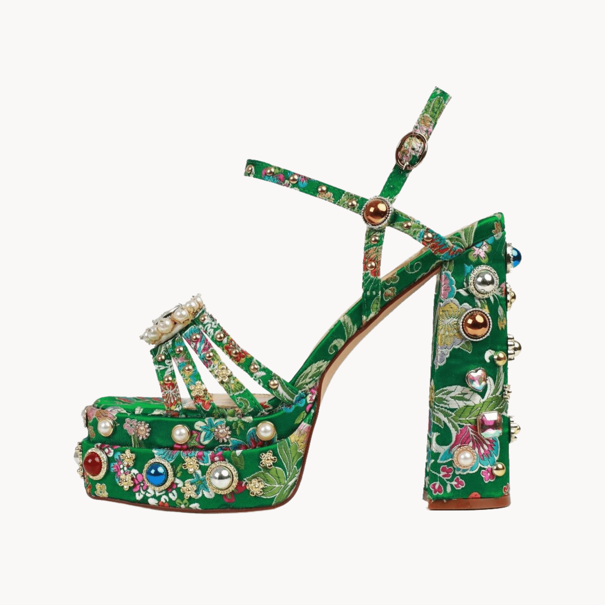 Bejeweled Open-Toe Strap Sandals - Kelly Obi New York