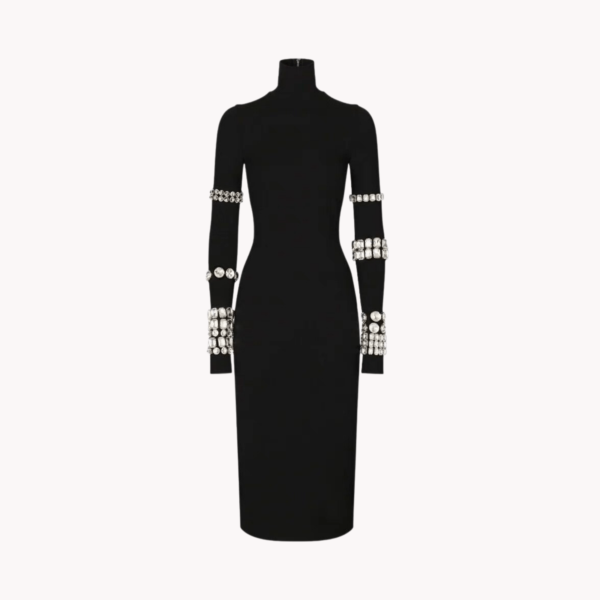 Bejeweled Sleeve High-Neck Bodycon Dress - @phenomenalkat - Kelly Obi New York